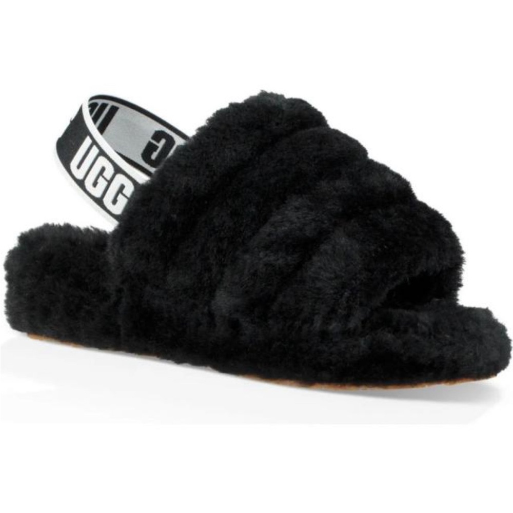 UGG Black Fluffy Sandals